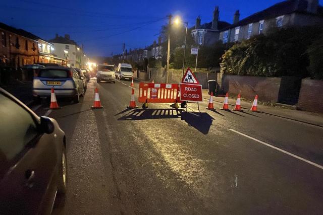 Emergency road closure to repair burst water main