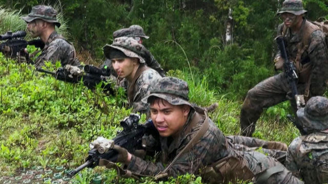 U.S. Marines train in Okinawa, Japan. / Credit: CBS News