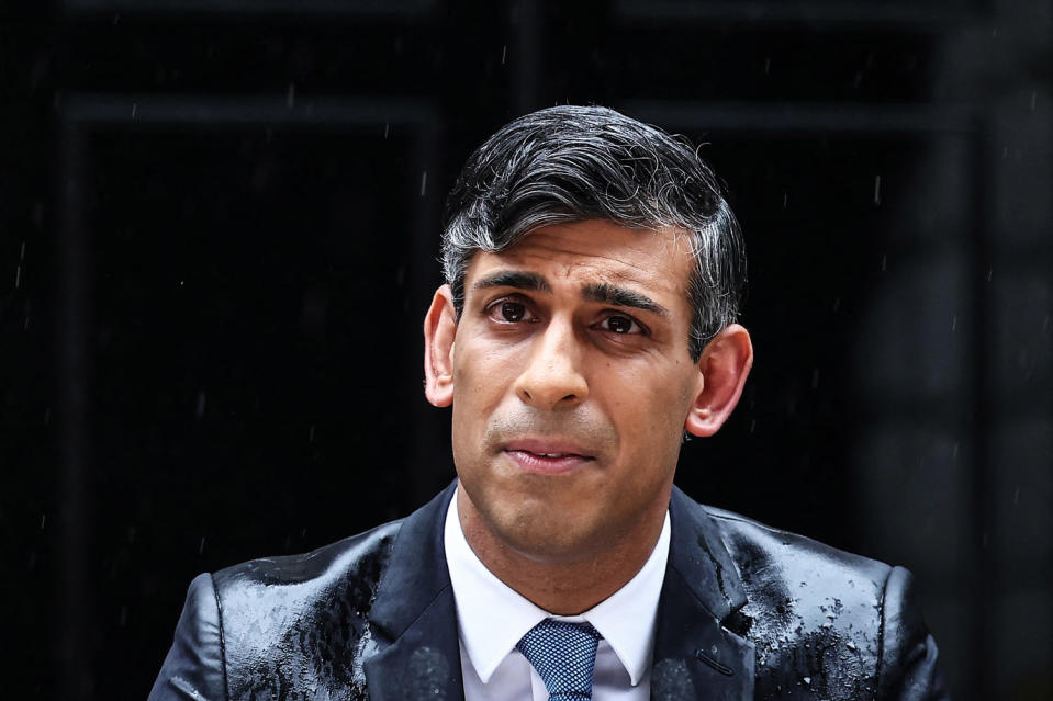 UK Prime Minister Rishi Sunak on Wednesday set a general election date for July 4, ending months of speculation about when he would go to the country. (Henry Nicholls / AFP - Getty Images)