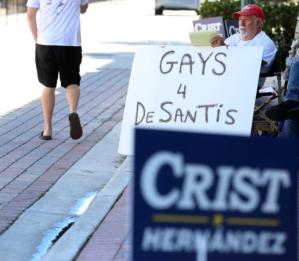 Scenes outside of the Sunrise Theatre hours ahead of the 2022 Florida Gubernatorial Debate held in Fort Pierce on Oct. 24, 2022. The televised debate between Republican incumbent Ron DeSantis and Democrat Charlie Crist starts at 7 p.m. 