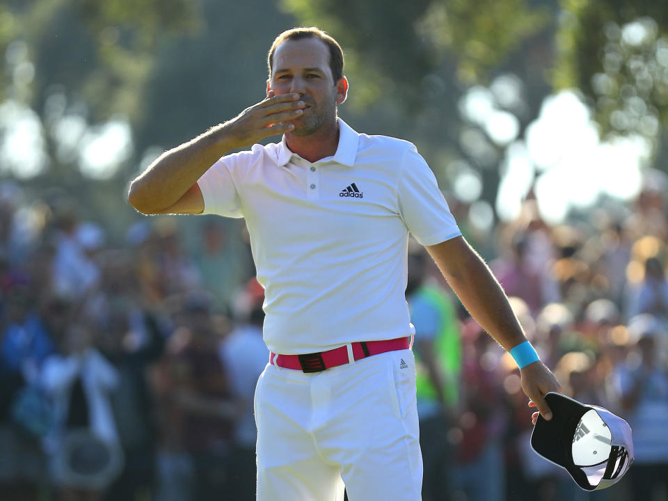 Sergio Garcia acknowledges the crowds after securing victory: Getty