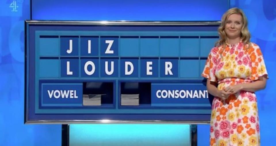 Rachel Riley tried to contain her laughter after an inappropriate phrase appeared on Countdown’s board (Channel 4)