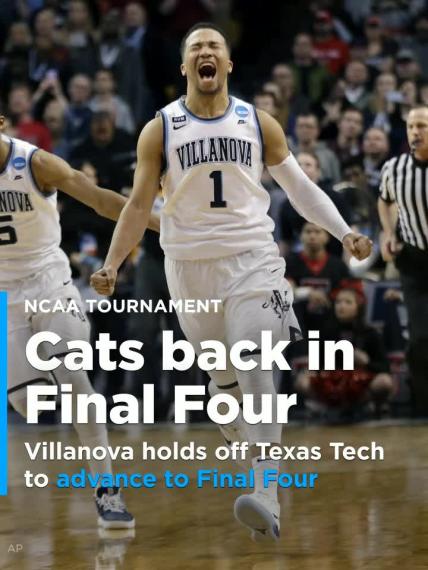 Villanova shows full repertoire, holds off Texas Tech to advance to Final Four