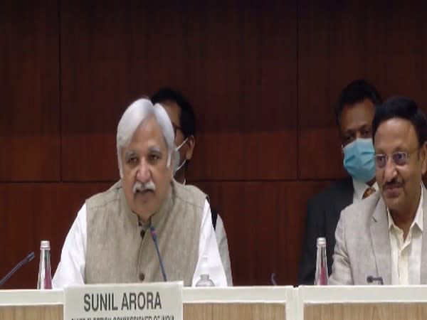 Chief Election Commissioner Sunil Arora speaking at a press conference in New Delhi on Friday. [Photo/ANI]