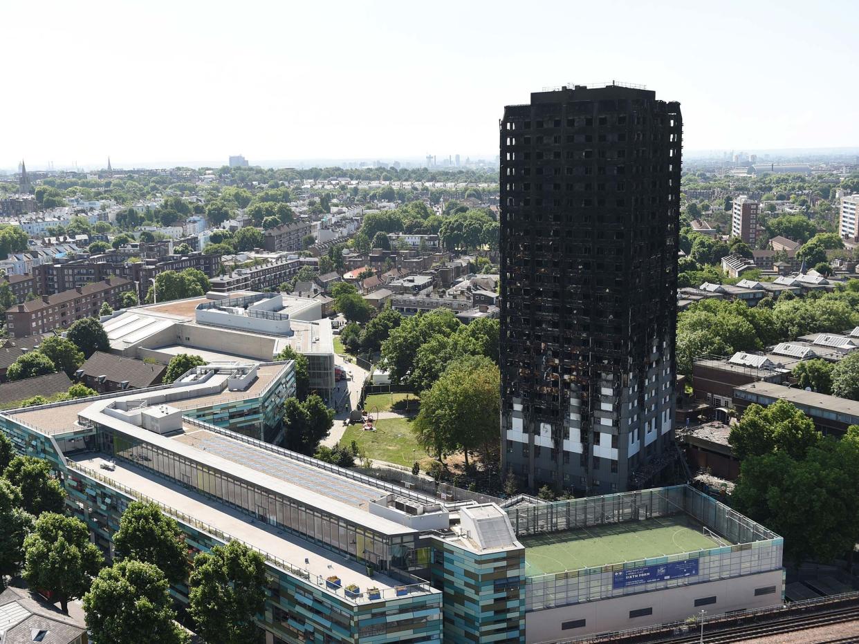 A view of Grenfell Tower, north Kensington, following last week's devastating fire: PA