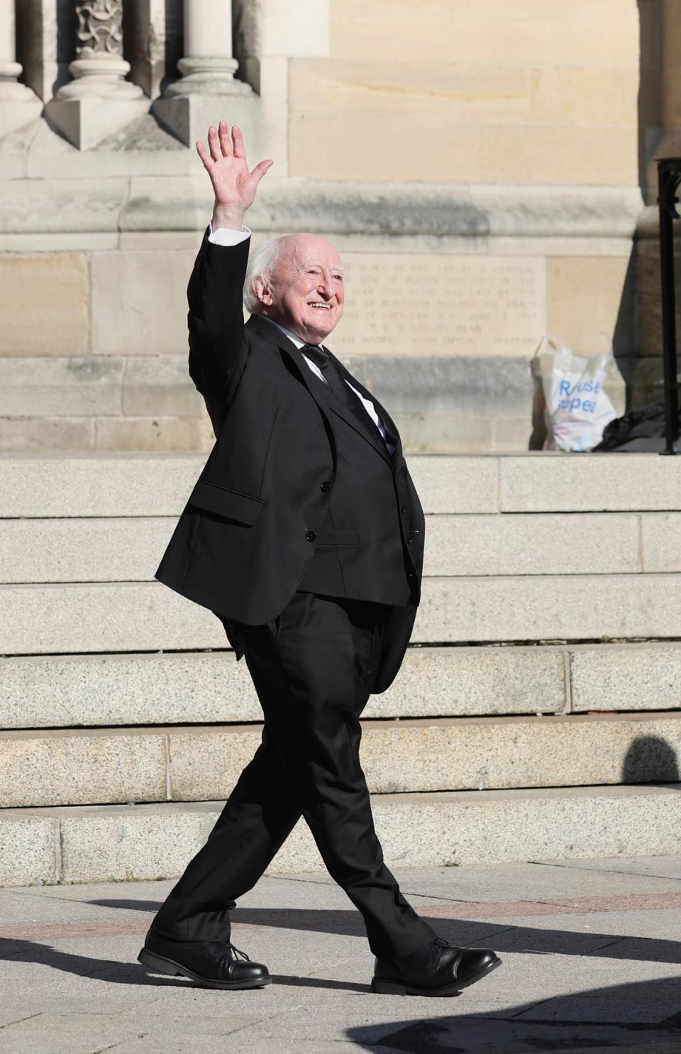 President Michael D Higgins leaves St Anne’s Cathedral (Liam McBurney/PA) (PA Wire)