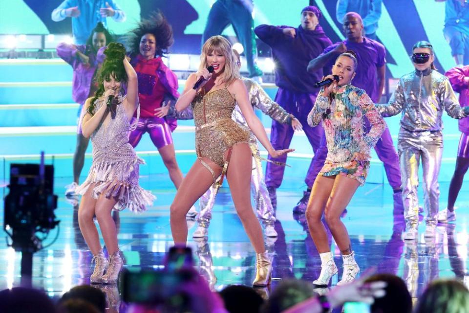 Taylor Swift with Camila Cabello & Halsey | JC Olivera/Getty