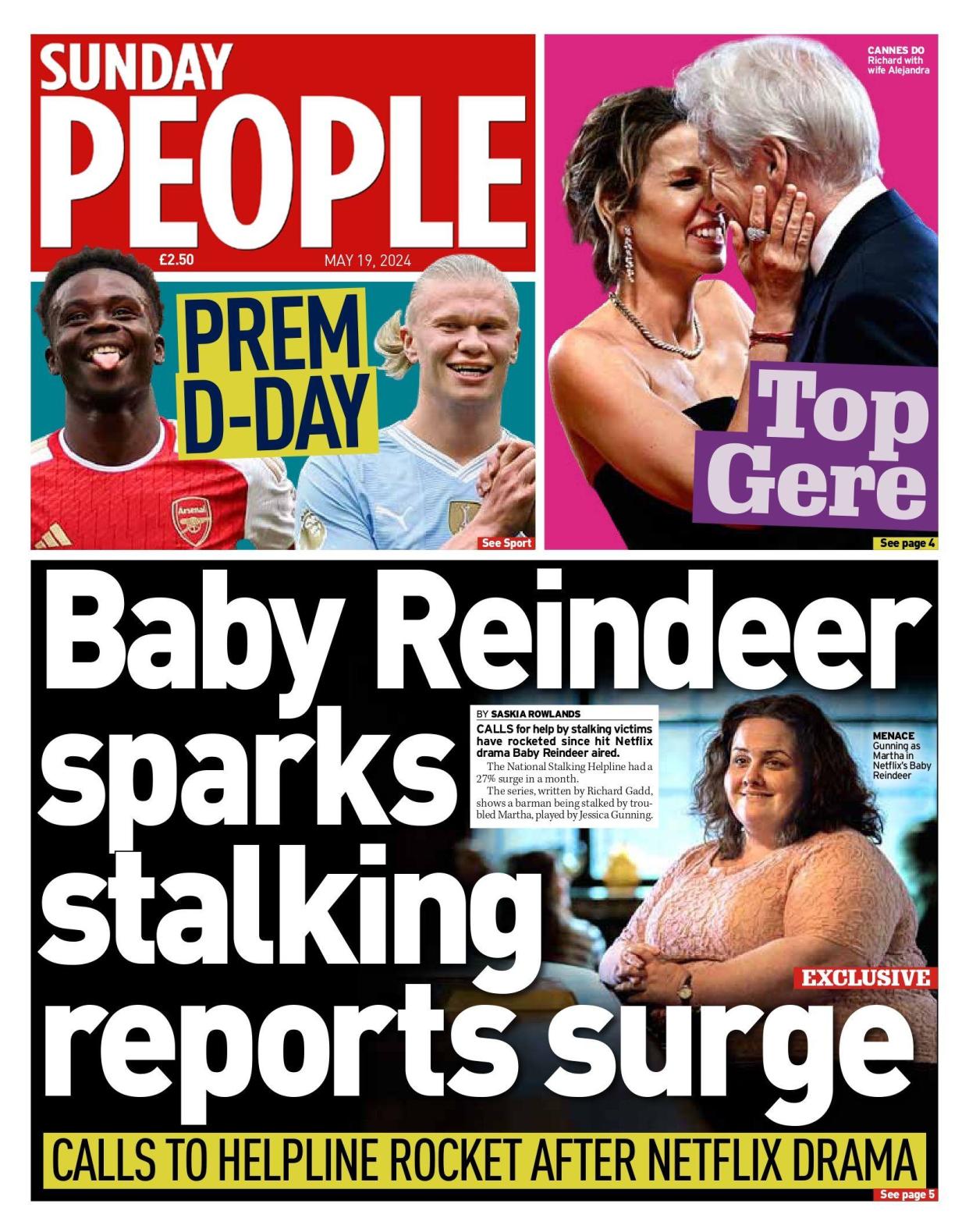 Sunday People: Baby Reindeer sparks stalking reports surge