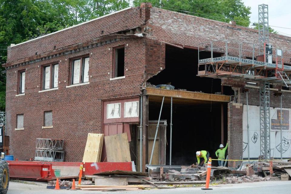 A car crashed into the historic McConahay Building, which holds the Walt Disney Laugh-O-Gram studio office at 1127 E. 31st St. overnight Friday. The building is currently undergoing a $5.5 million renovation to become a museum.