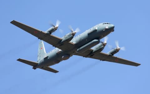 A IL-20PP reconnaissance aircraft of the Russian Air Force taking  - Credit: Alamy