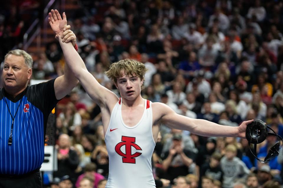 Cale Seaton of Iowa City High came back from a knee injury to win a state title last season. He's on pace to win another championship in 2024.