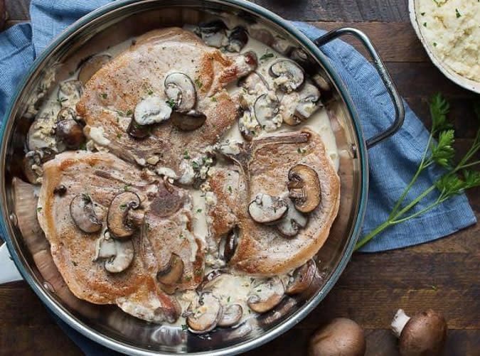 Pan-Seared Pork Chops with Mushroom Gravy