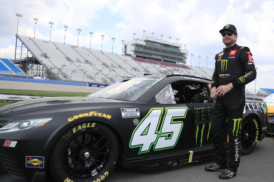 NASHVILLE, TN - JUNE 25: Kurt Busch (#45 23XI Racing Monster Energy Toyota) watches the action on pit road during qualfying for the 2nd annual Ally 400 on June 25, 2022 at Nashville SuperSpeedway in Nashville, TN. (Photo by Jeff Robinson/Icon Sportswire via Getty Images)