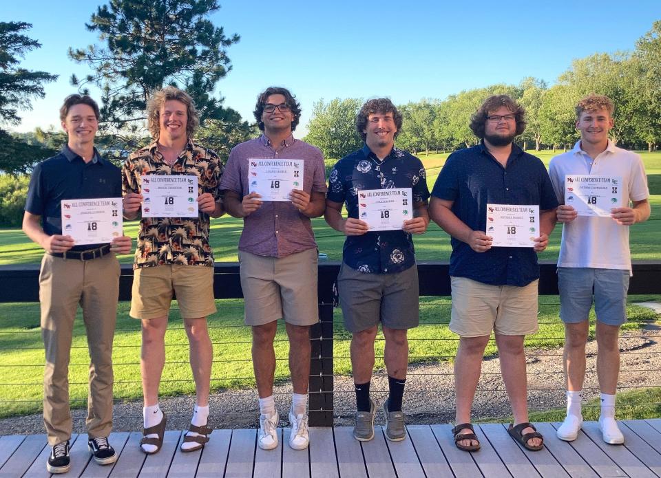 Six Cardinals earned Interstate 8 All Conference honors in (from left) Joseph Closson, Brock Thornton, Logan Farmer, Cole Barker, Brynden Massey and Nate Tappenden