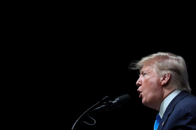 U.S. President Trump delivers remarks at the Israeli American Council National Summit in Hollywood, Florida