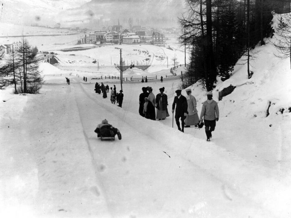 A skeleton competitor on the Cresta Run in 1908 (Topical Press Agency/Getty)