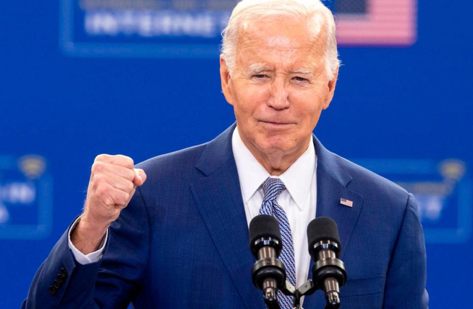 President Joe Biden speaks Thursday, Jan. 18, 2023 at the Abbotts Creek Community Center in Raleigh. Biden announced plans to invest $82 million from the American Rescue Plan for affordable high speed internet for 20,000 North Carolinians.