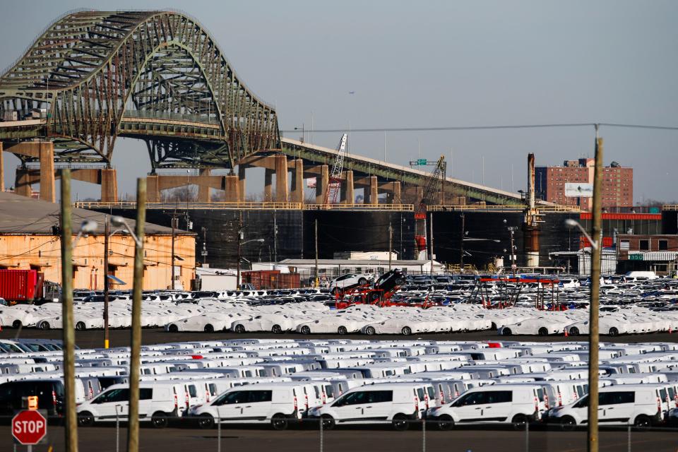 FILE PHOTO: Vehicles are seen parked in a lot at the port of Newark New Jersey, U.S., February 19, 2019. REUTERS/Eduardo Munoz