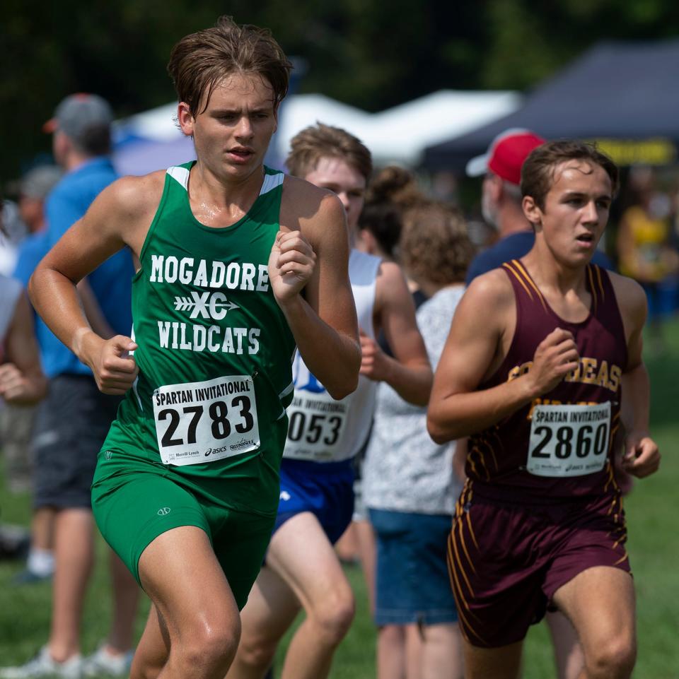 Spartan Invitational at Boardman High School on Saturday, September 17. D3 boys start. Ryan Keren , Mogadore and Carter Evans, Southeast.