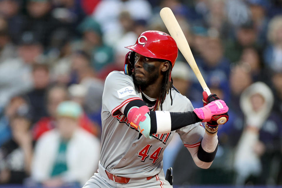 Elly De La Cruz has been a fantasy baseball MVP so far this season, but should you consider dealing the young star for a monster haul? (Photo by Steph Chambers/Getty Images)