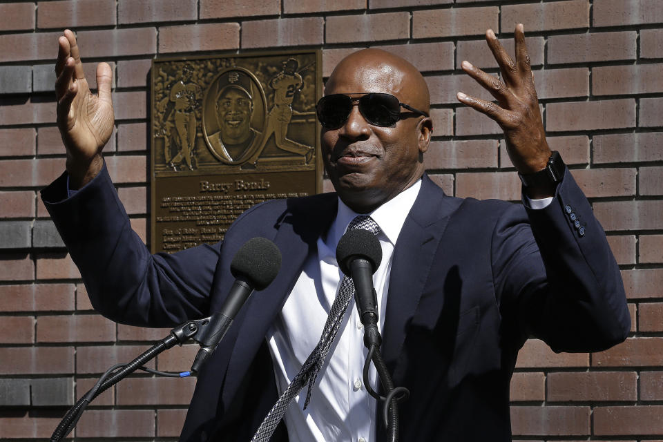 Barry Bonds can even hit home runs off pitchers throwing from a trampoline. (AP Photo)