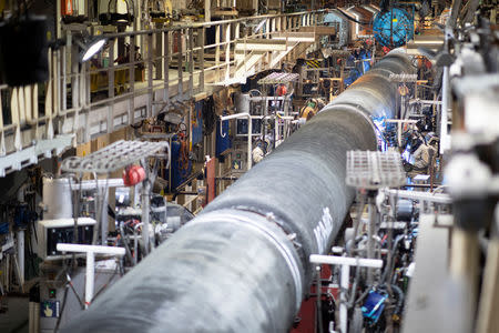 Pipe assembly is pictured aboard the Nord Strem 2 pipe laying vessel Audacia close to Ruegen island in the Baltic Sea, Germany, November 13, 2018. Picture taken November 13, 2018. REUTERS/Axel Schmidt