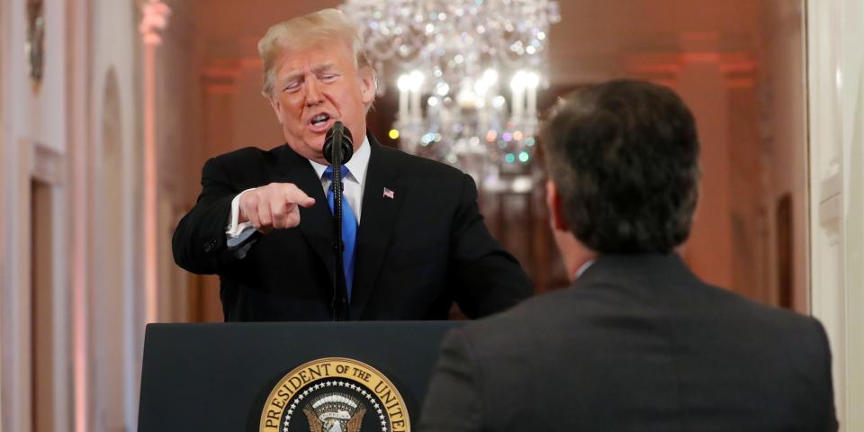 Trump points at Jim Acosta