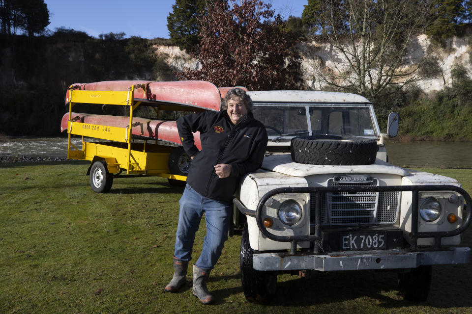Glenn Martin, owner of the Blazing Paddles canoe rental business, stands for a portrait along the Whanganui River in Piriaka, New Zealand, on June 16, 2022. Martin, 65, loves all the activities the river has to offer, especially the world-class trout fishing, and approves of it gaining personhood status. “I think people take more pride in it and definitely look after it a lot better because it’s just got that much more respect," he says. (AP Photo/Brett Phibbs)