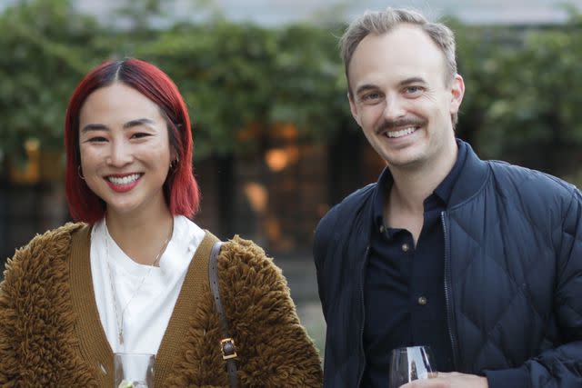 <p>BFA</p> Greta Lee and Russ Armstrong in 2018.