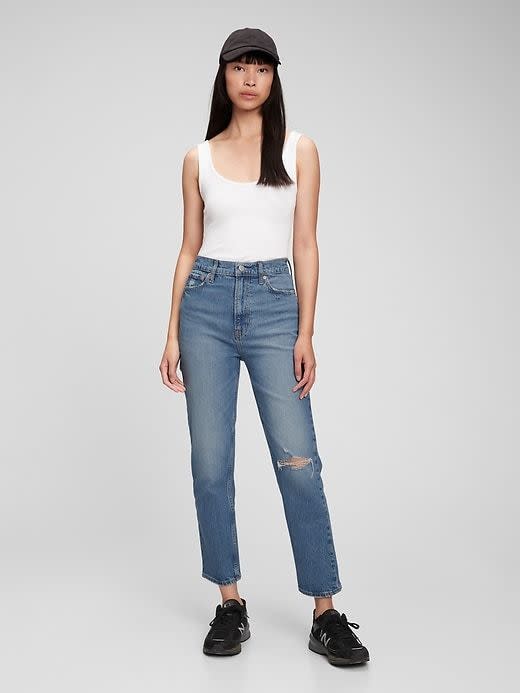 Sky High Rise Cheeky Straight Jeans with Washwell