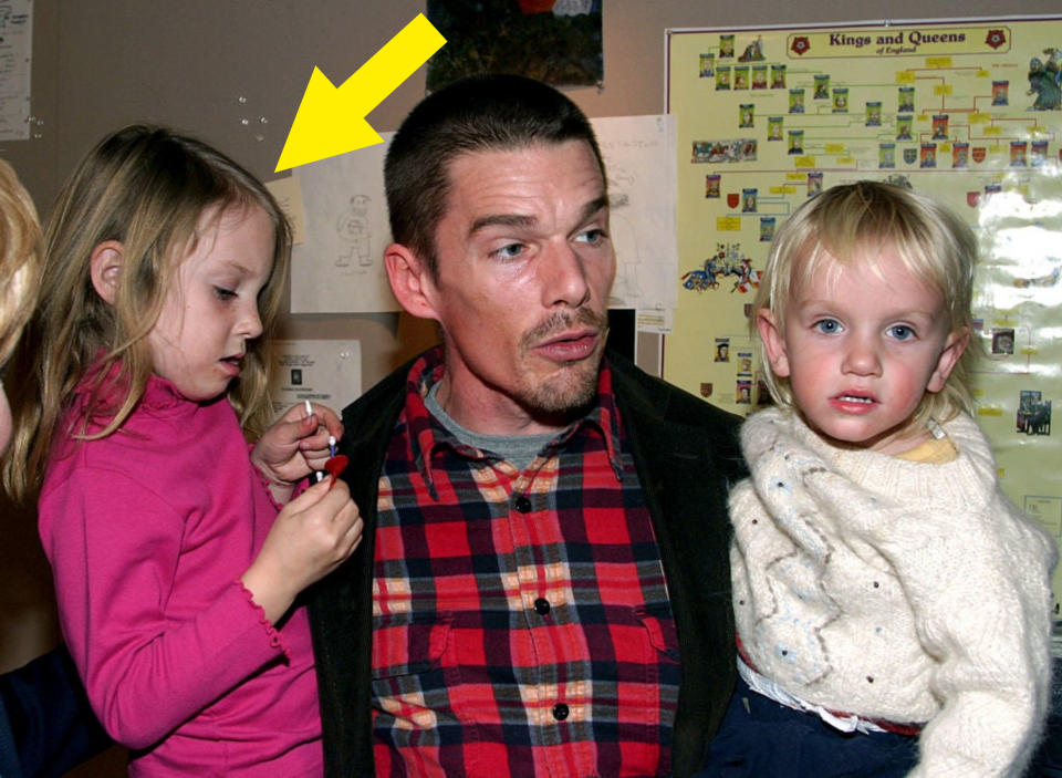 her dad, ethan hawke holding her