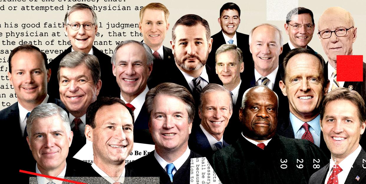 Collage of Male Law Makers for Roe Graphic