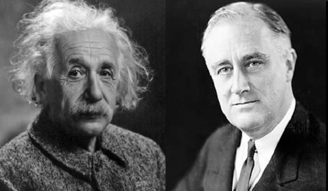 Albert Einstein y Franklin D. Roosevelt (imagen vía Wikimedia commons)