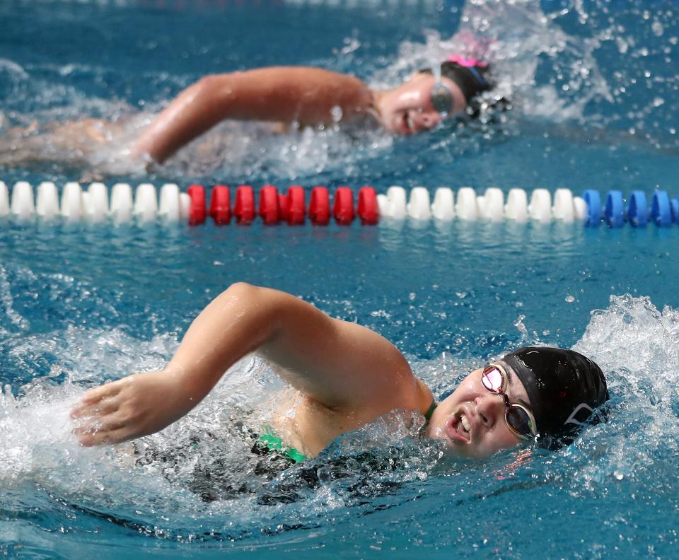 Klahowya's Loren Swaney competes on the 200 Yard Freestyle during the 2022 Girls Swimvitational on Saturday, Sept. 24, 2022.