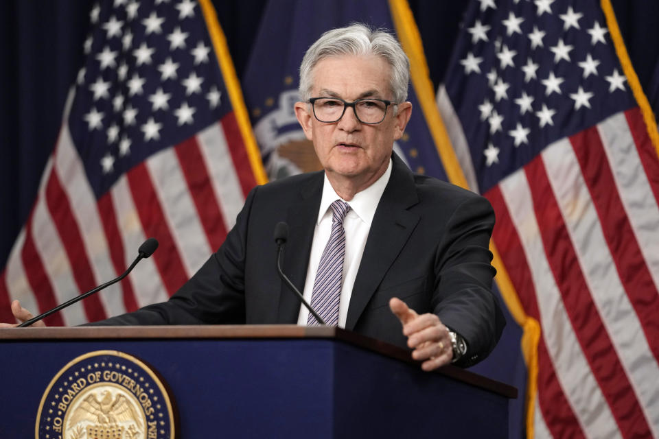 Federal Reserve Chairman Jerome Powell speaks during a news conference in Washington, Wednesday, May 3, 2023, following the Federal Open Market Committee meeting. (AP Photo/Carolyn Kaster)