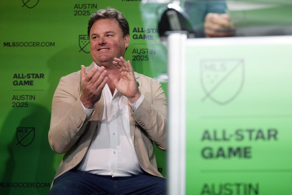 Majority Owner and Chief Executive Officer of Austin FC Anthony Precourt claps as it is announced that Austin FC will host the 2025 MLS All-Star soccer game, Wednesday, May 15, 2024, in Austin, Texas. (AP Photo/Eric Gay)