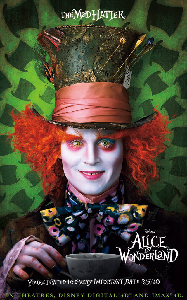 Johnny Depp Poster Alice in Wonderland Production Stills Walt Disney 2010 COMIC-CON 2009