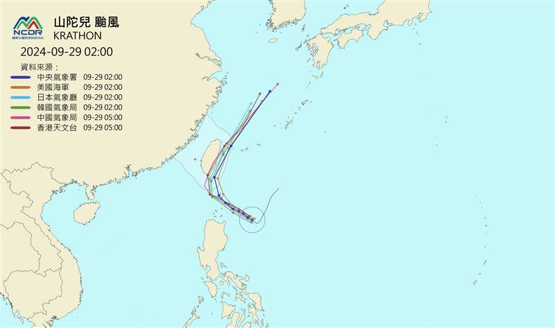 最新各國官方預報。（圖／翻攝自NCDR）