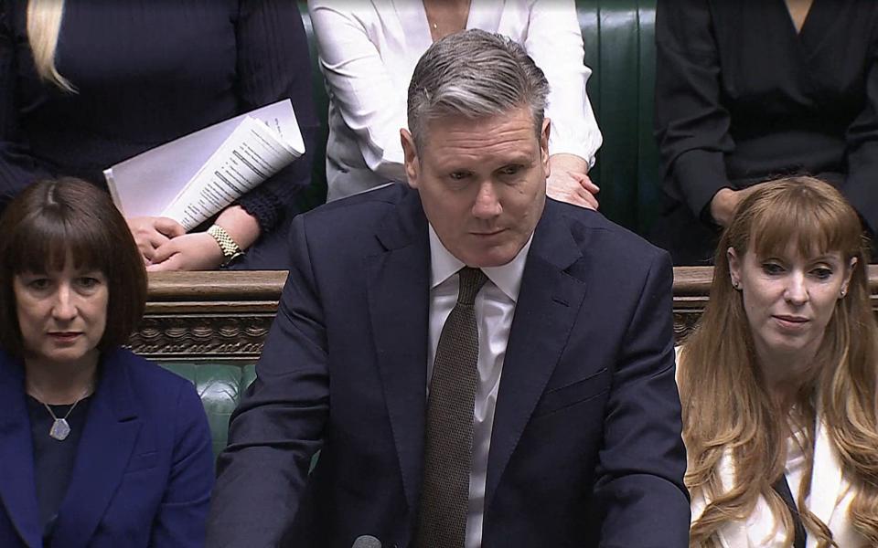 Sir Keir Starmer, the Labour leader, speaks during PMQs in the House of Commons today