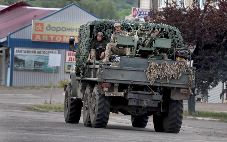 Soldiers in Kramatorsk, Ukraine, the city which could be Russia's next target -  Getty Images