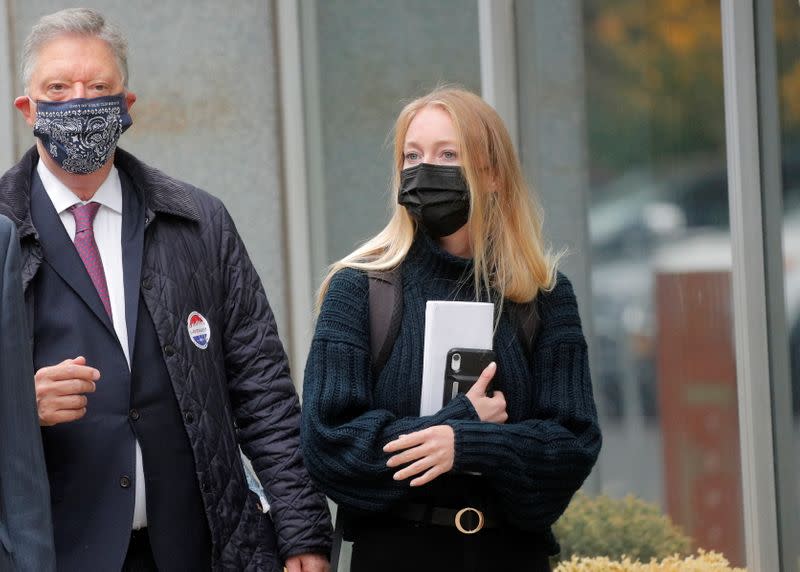 India Oxenberg, arrives for the sentencing hearing at the Brooklyn Federal Courthouse in New York