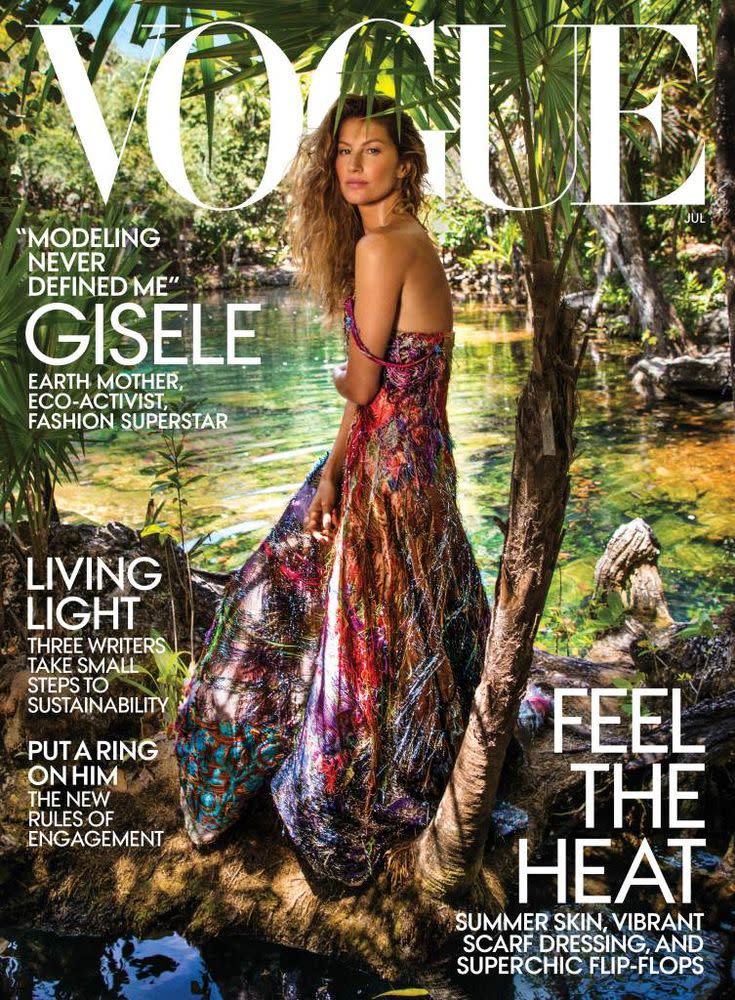 Gisele Bündchen on the cover of <em>Vogue'</em>s July issue