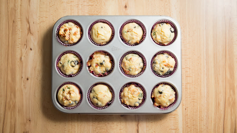 baked muffins in muffin tin 