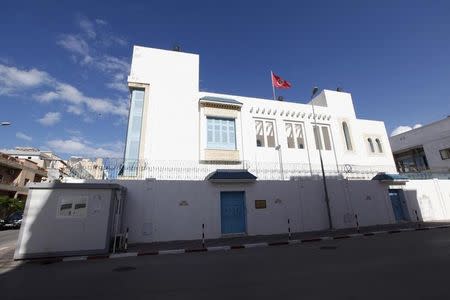 An exterior view of the Tunisian embassy is seen in Tripoli April 17, 2014. REUTERS/Ismail Zitouny