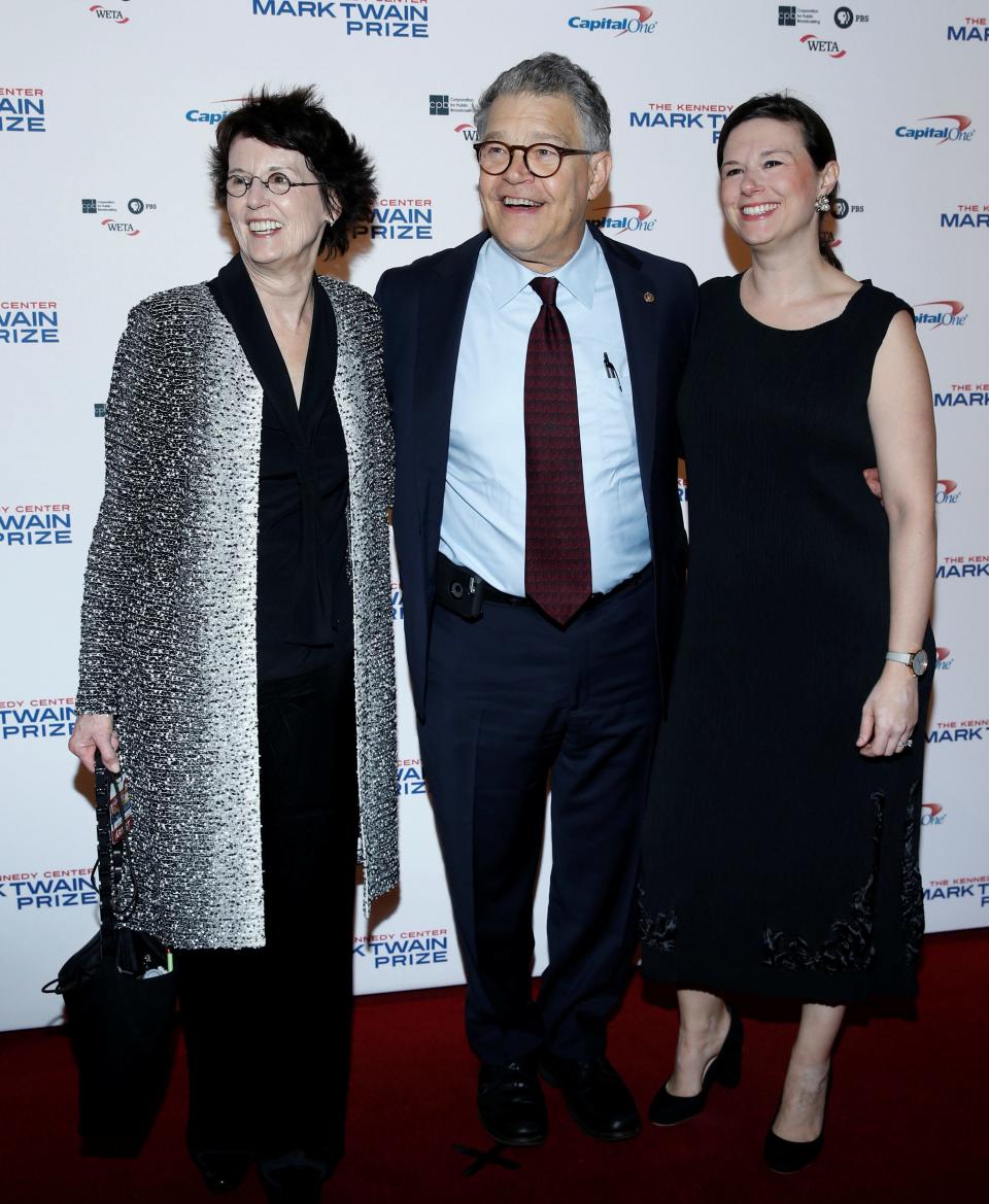 Sen. Al Franken,&nbsp;seen with his wife and daughter, appears at the gala honoring David Letterman in Washington last month. (Photo: Joshua Roberts / Reuters)