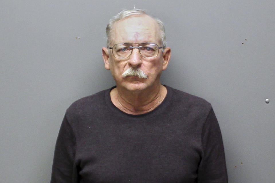 This Monday, Dec. 23, 2019 arrest photo provided by the Franklin County, Mo., Sheriff's Department shows Kirby King, 64. He is charged with second-degree murder for a killing that happened 32 years ago. King was indicted by a grand jury Dec. 11 and arrested Monday, in the 1987 death of 22-year-old Karla Jane Delcour, whose body was found near Interstate 44 in Franklin County, Missouri. She had been strangled, with her hands tied to a rope around her neck. (Franklin County Sheriff's Department via AP)