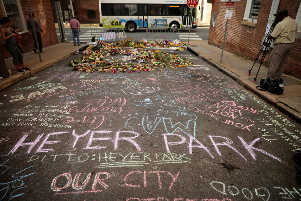 Tears and tributes at Virginia memorial for Heather Heyer