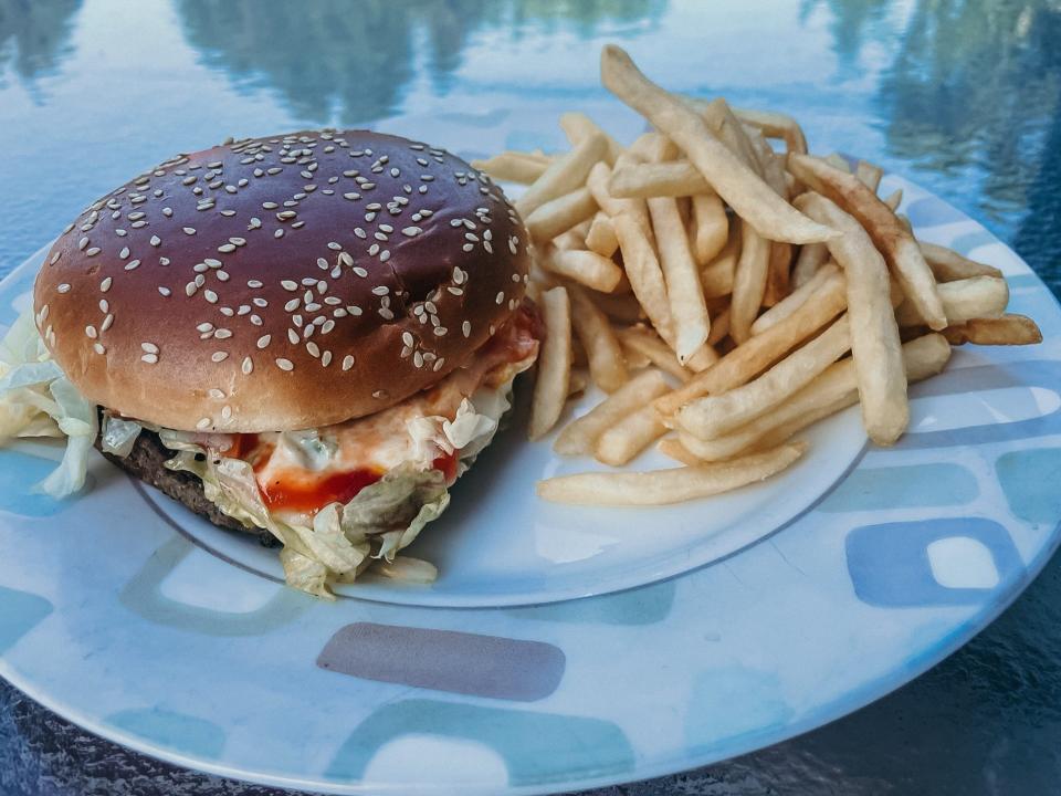 cheeseburger and fries