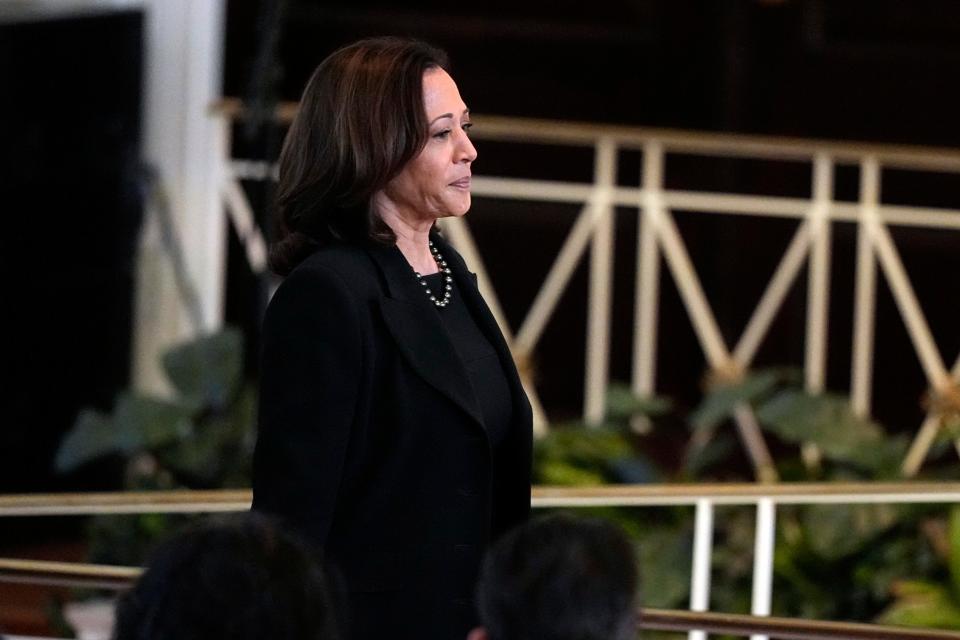 A photo of Vice President Kamala Harris arrives for a tribute service for former first lady Rosalynn Carter.