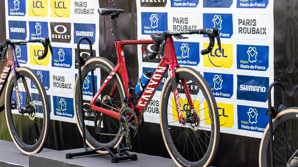 The top three bikes on the podium at the end of the race